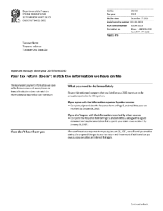 IRS Notice CP2501, Your Tax Return Doesn't Match the Informaiton the IRS has on File